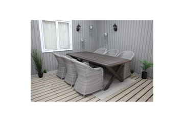Udendørs møbelgruppe 220 cm bord & 6 Belize grå stole Brun - Brun - Havemøbler - Udendørsgruppe - Havesæt