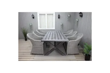 Udendørs møbelgruppe 220 cm bord & 6 Belize grå stole Grå - Grå - Havemøbler - Udendørsgruppe - Havesæt
