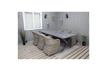 Udendørs møbelgruppe 220 cm bord & 6 Belize naturlig stole Grå