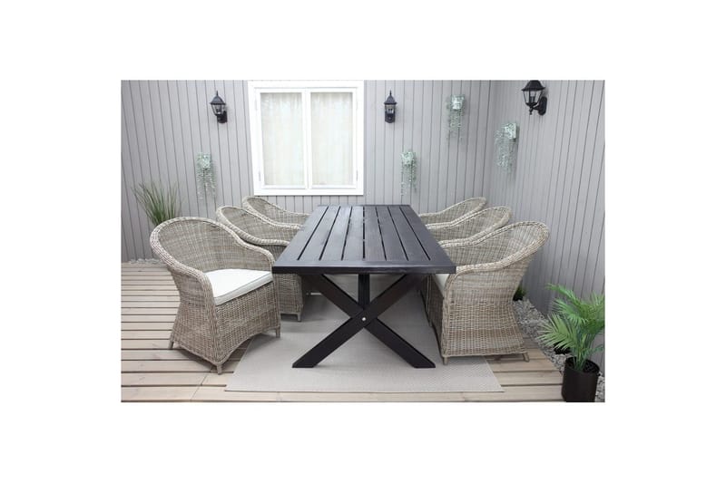 Udendørs møbelgruppe 220 cm bord & 6 Belize naturlig stole Sort, Sort