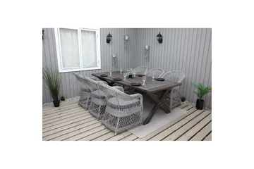 Udendørs møbelgruppe 220 cm bord & 6 Merida grå stole Brun - Brun - Havemøbler - Udendørsgruppe - Havesæt
