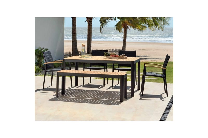 Udendørs møbelgruppe Lifestyle Garden Portals 161 cm 4 lidt carverlænestole + bænk, 4 lidt carverlænestole + bænk