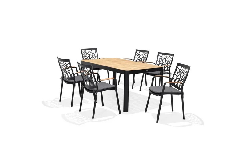 Udendørs møbelgruppe Lifestyle Garden Portals 161 cm 6 træskærer stole, 6 træskærer stole