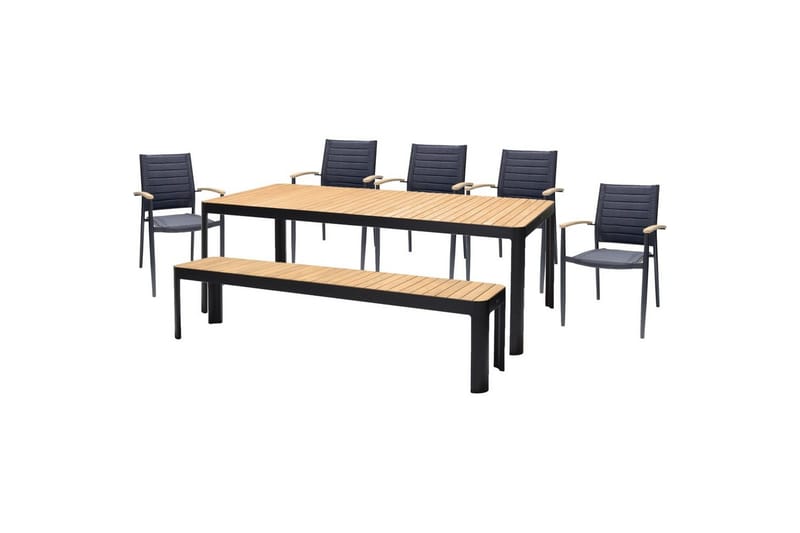 Udendørs møbelgruppe Lifestyle Garden Portals 209 cm 5 lette skærebrædder + bænk, 5 lette skærebrædder + bænk