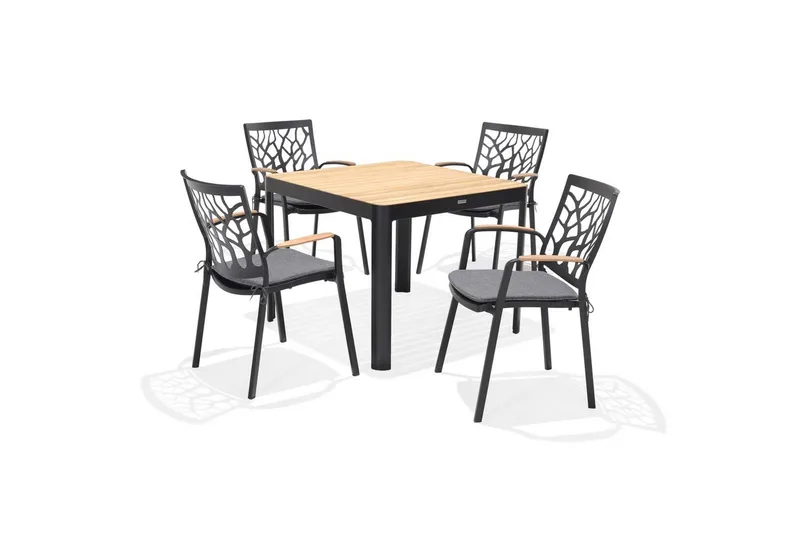 Udendørs møbelgruppe Lifestyle Garden Portals 95 cm 4 træskærer lænestole, 4 træskærer lænestole