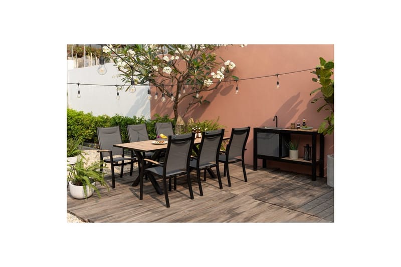 Udendørs møbelgruppe Lifestyle Garden Panama 200 cm 6 stablebare stole - 6 stablebare stole - Havemøbler - Udendørsgruppe - Havesæt