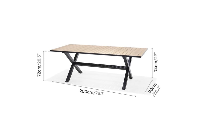 Udendørs møbelgruppe Lifestyle Garden Panama 200 cm 6 stablebare stole + 2 positionsstole - 6 stablebare stole + 2 positionsstole - Havemøbler - Udendørsgruppe - Havesæt