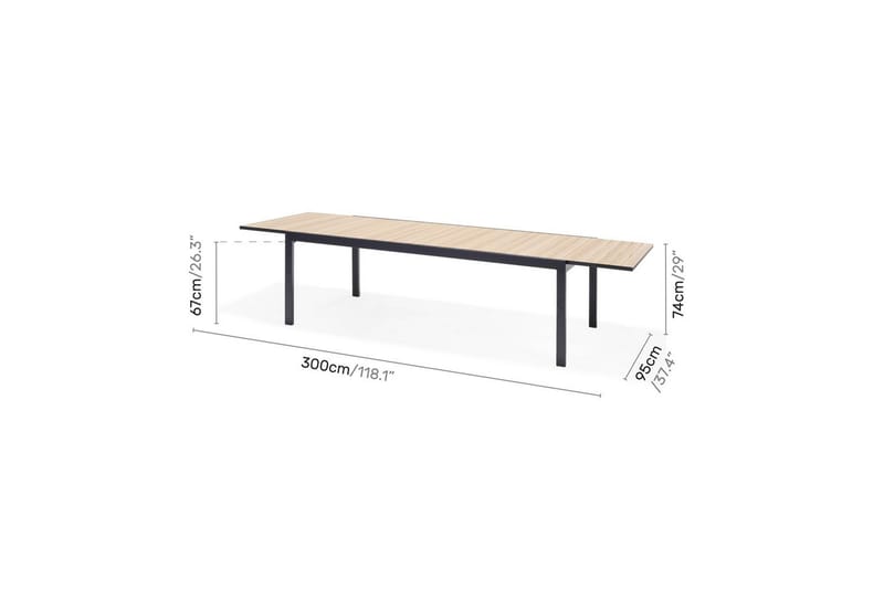 Udendørs møbelgruppe Lifestyle Garden Panama 210-300 cm 6 stablebare stole + 2 positionsstole - 6 stablebare stole + 2 positionsstole - Havemøbler - Udendørsgruppe - Havesæt