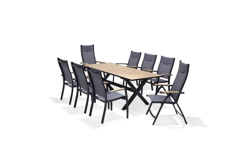 Udendørs møbelgruppe Lifestyle Garden Panama 200 cm 6 stablebare stole + 2 positionsstole - 6 stablebare stole + 2 positionsstole - Havemøbler - Udendørsgruppe - Havesæt
