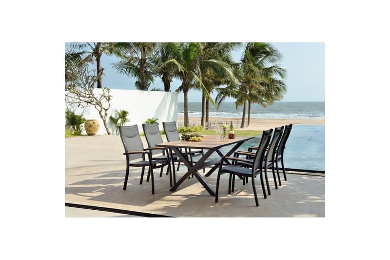 Udendørs møbelgruppe Lifestyle Garden Panama 200 cm 6 stablebare stole - 6 stablebare stole - Havemøbler - Udendørsgruppe - Havesæt