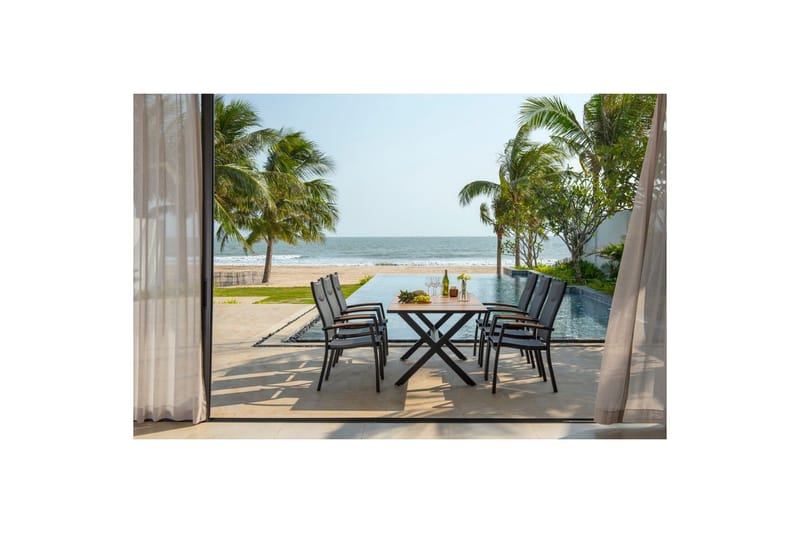 Udendørs møbelgruppe Lifestyle Garden Panama 200 cm 6 stablebare stole - 6 stablebare stole - Havemøbler - Udendørsgruppe - Havesæt