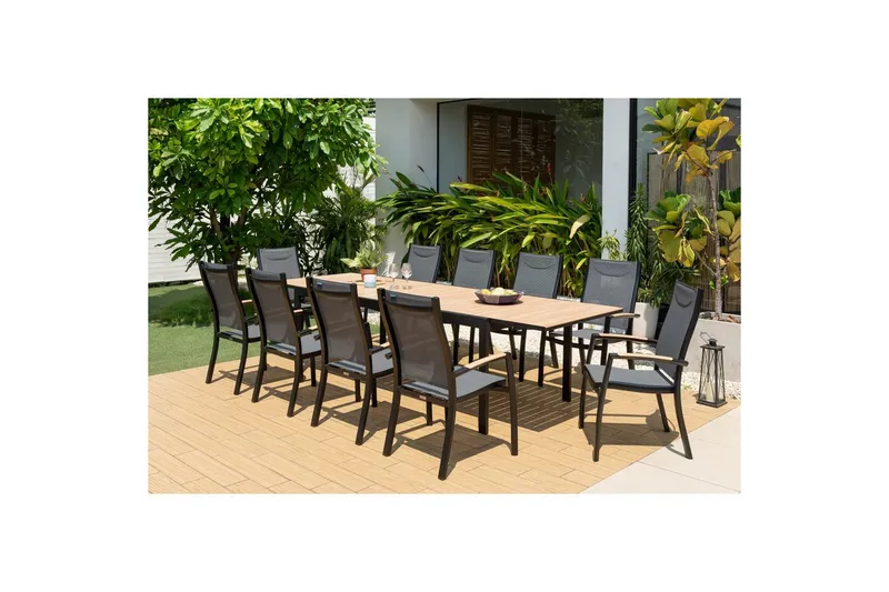 Udendørs møbelgruppe Lifestyle Garden Panama 210-300 cm 10 stabelbar stol - 10 stabelbar stol - Havemøbler - Udendørsgruppe - Havesæt