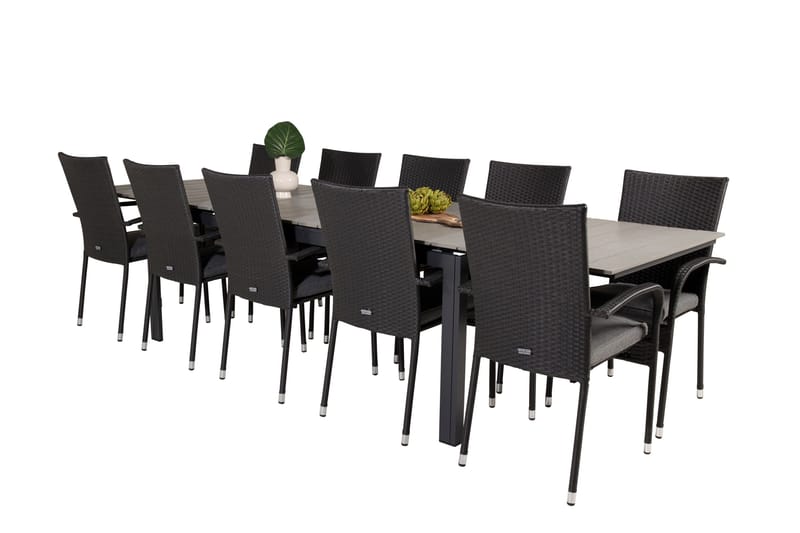 Udendørs spisegruppe Levels bord 229/310 - sort/grå - Anna stol - sort 10 Sort/Grå - Havemøbler - Udendørsgruppe - Havesæt