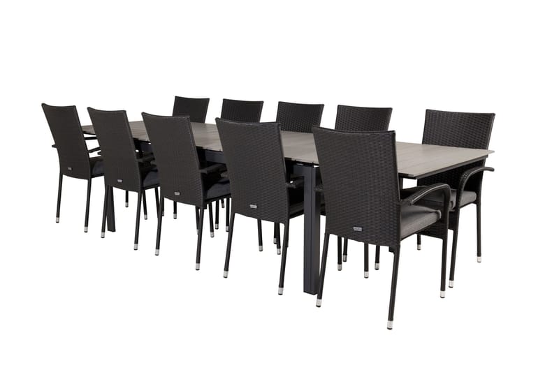 Udendørs spisegruppe Levels bord 229/310 - sort/grå - Anna stol - sort 10 Sort/Grå - Havemøbler - Udendørsgruppe - Havesæt