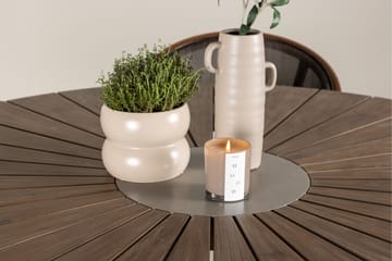Udendørs spisegruppe Rosario spisebord - teak Ø140 +Vila Real caféstol 2-pak - brun/sort _6 Brun - Havemøbler - Udendørsgruppe - Havesæt
