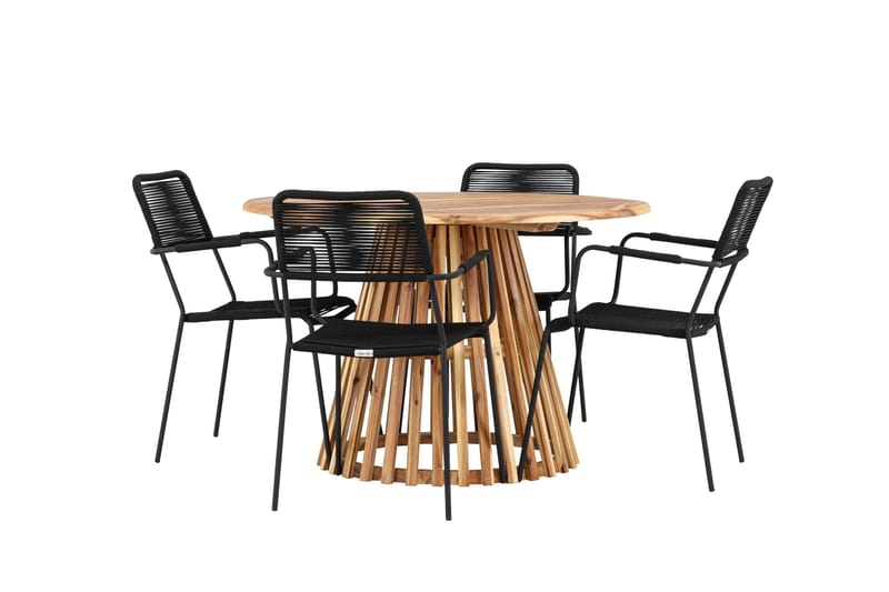Udendørs spisegruppe Venture Home Lumpur spisegruppe + 4 stole Natur - Havemøbler - Udendørsgruppe - Havesæt