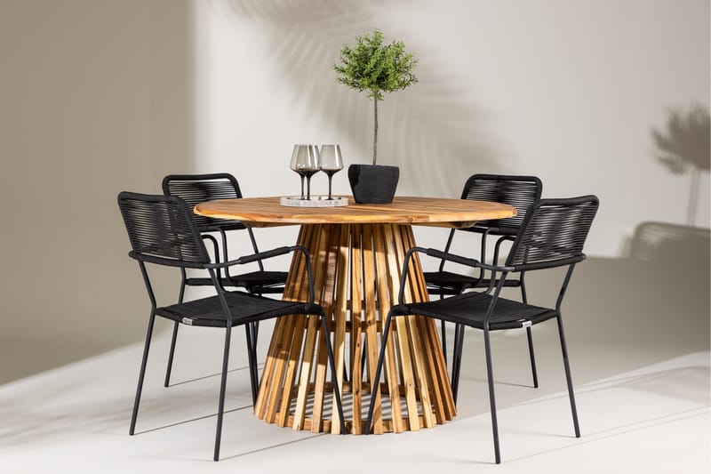 Udendørs spisegruppe Venture Home Lumpur spisegruppe + 4 stole Natur - Havemøbler - Udendørsgruppe - Havesæt
