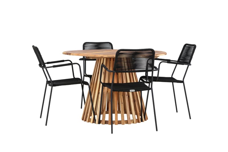 Udendørs spisegruppe Venture Home Lumpur spisegruppe + 4 stole Natur - Havemøbler - Udendørsgruppe - Havesæt