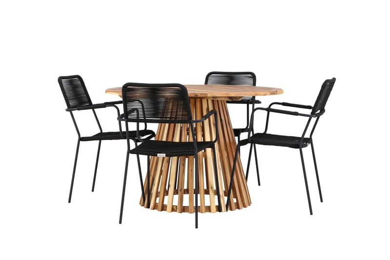 Udendørs spisegruppe Venture Home Lumpur spisegruppe + 4 stole Natur - Havemøbler - Udendørsgruppe - Havesæt