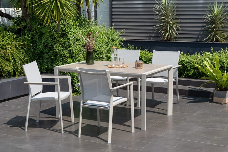 Urbanite Spisegruppe Udendørs 160 cm 4 Lænestole - Grå - Havemøbler - Udendørsgruppe - Havesæt