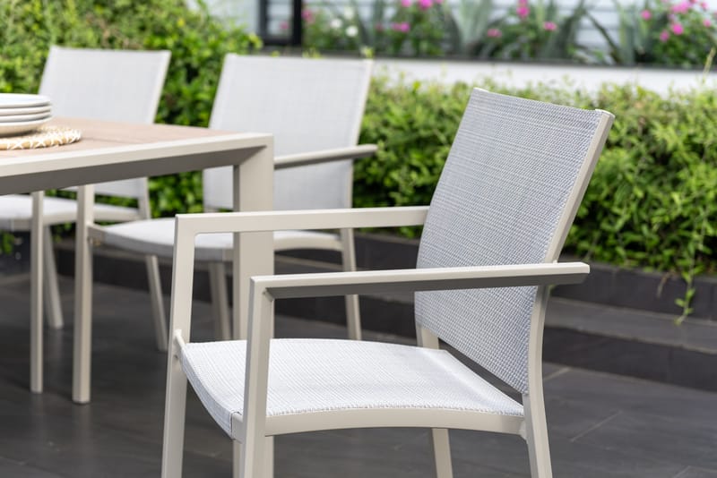 Urbanite Spisegruppe Udendørs 160 cm 6 Lænestole - Grå - Havemøbler - Udendørsgruppe - Havesæt