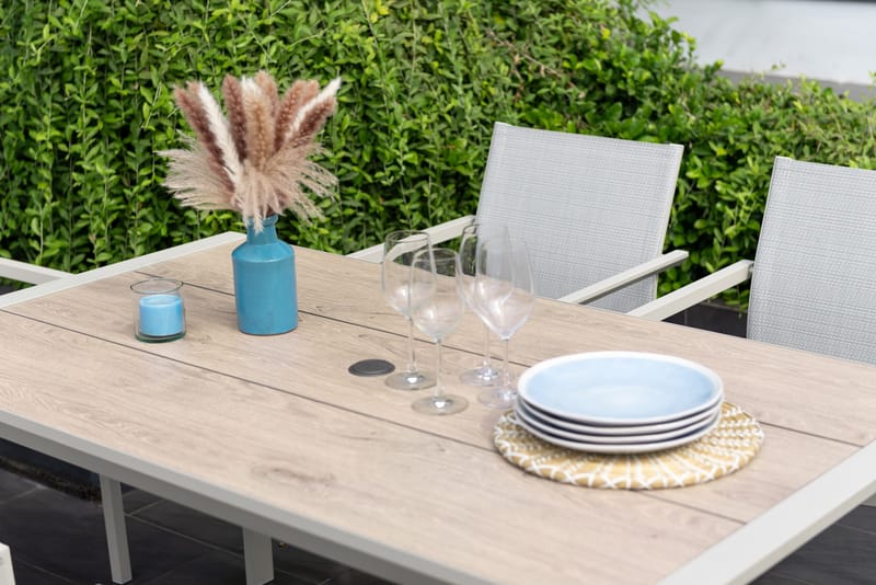 Urbanite Spisegruppe Udendørs 160 cm 6 Lænestole - Grå - Havemøbler - Udendørsgruppe - Havesæt