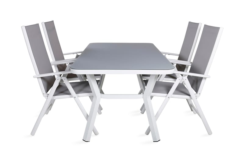 Virya Spisebordssæt 160cm + 4 Break Positionsstole Hvid/Grå - Venture Home - Havesæt