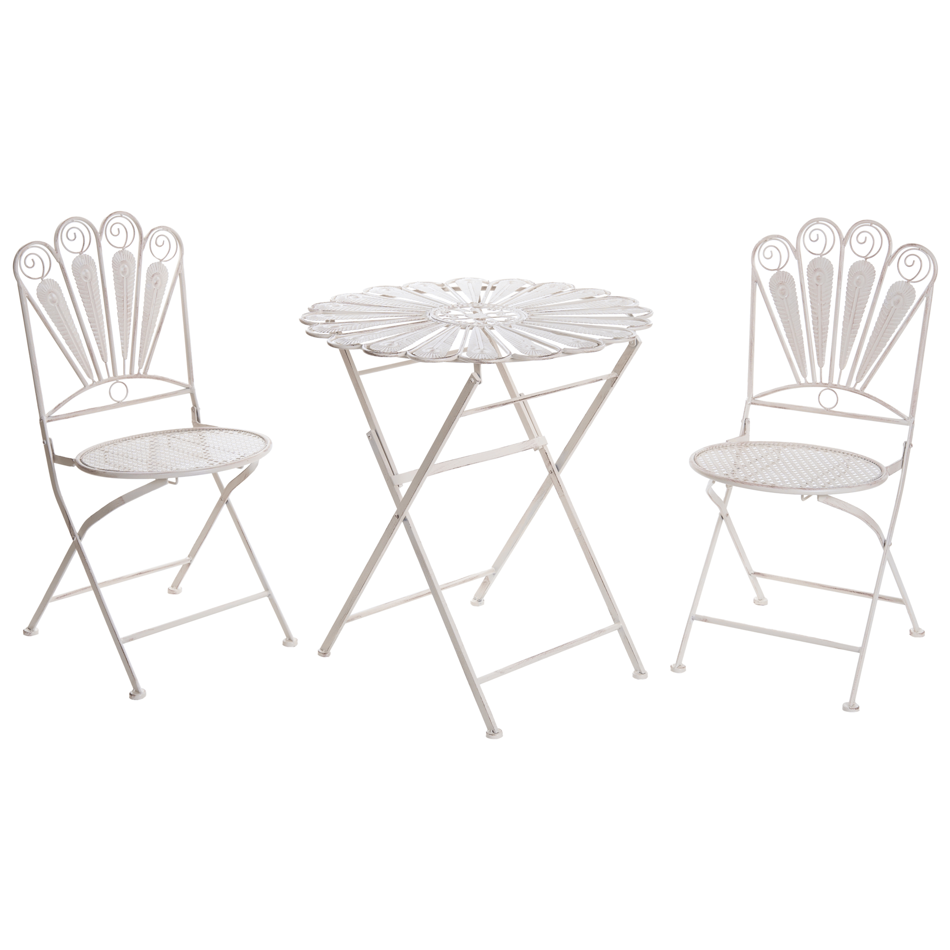 Cafésæt udendørs foldbar Pavia Jern - Hvid