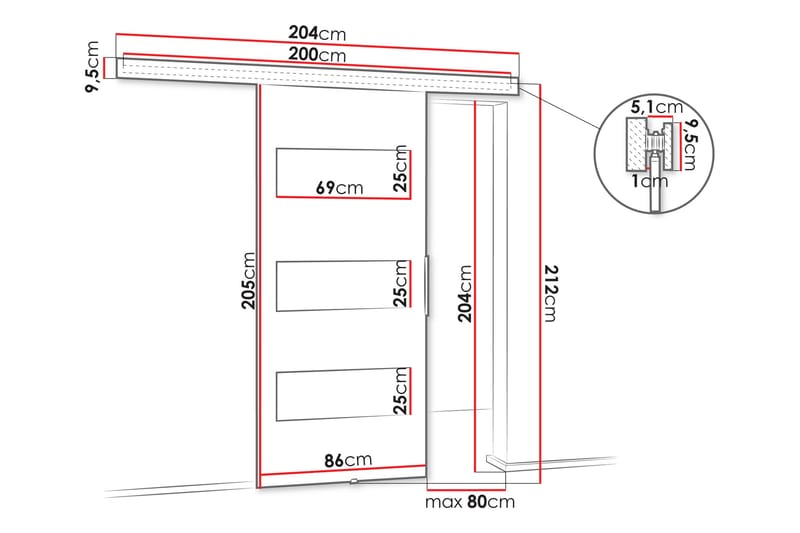 Doncaster Skydedør - Brun/Sort - Hus & renovering - Byggeri - Dørre & porte - Skydedøre