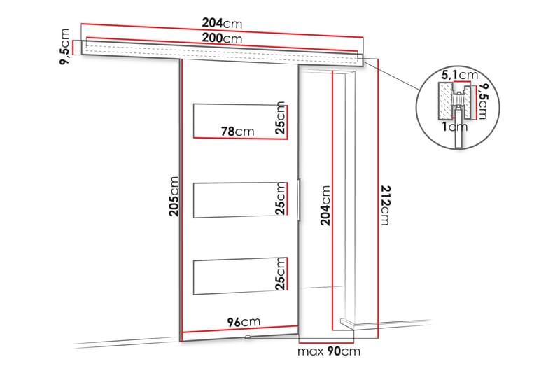 Doncaster Skydedør - Hvid/Sort - Hus & renovering - Byggeri - Dørre & porte - Skydedøre