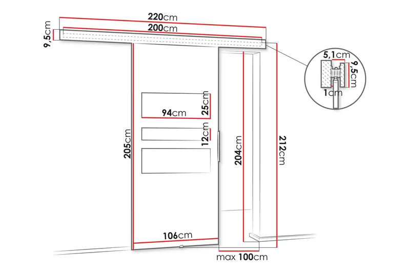 Doncaster Skydedør - Hvid/Sort - Hus & renovering - Byggeri - Dørre & porte - Skydedøre
