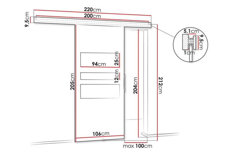 Doncaster Skydedør - Hvid/Sort - Hus & renovering - Byggeri - Dørre & porte - Skydedøre