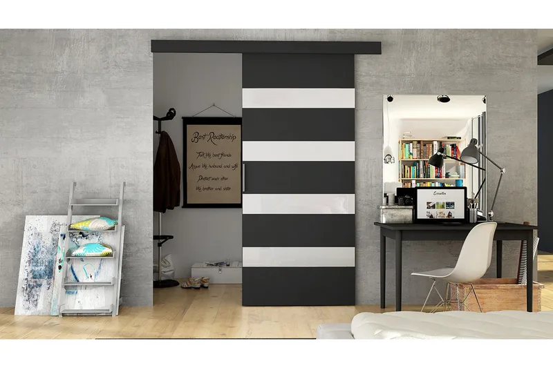 Granica Skydedør - Sort Og Hvid - Hus & renovering - Byggeri - Dørre & porte - Skydedøre