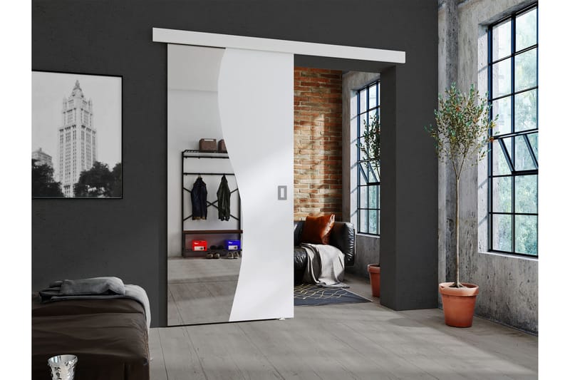 Grinduga Skydedør - Hvid - Hus & renovering - Byggeri - Dørre & porte - Skydedøre