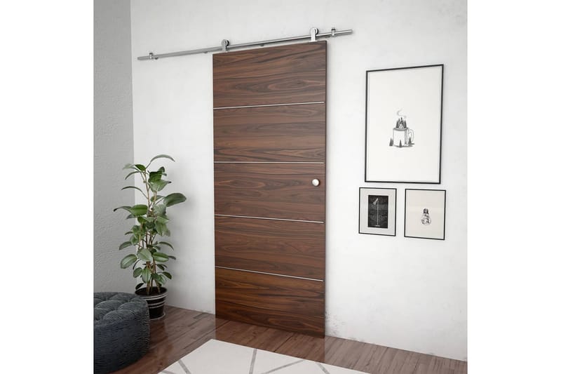 hardwarekit til skydedør 183 cm rustfrit stål sølvfarvet - Sølv - Hus & renovering - Byggeri - Dørre & porte - Skydedøre