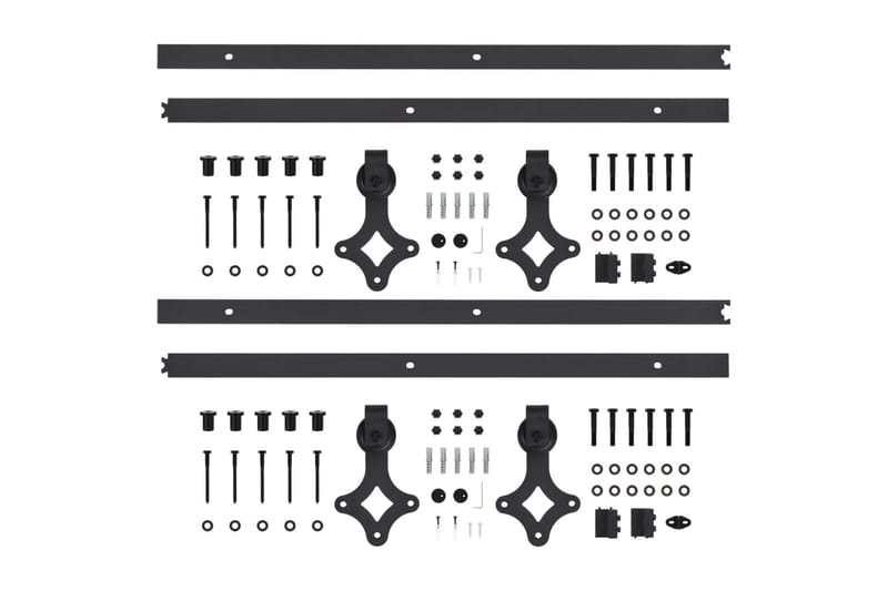skinnesæt til skydedøre 2 stk. 183 cm stål sort - Sort - Skydedøre