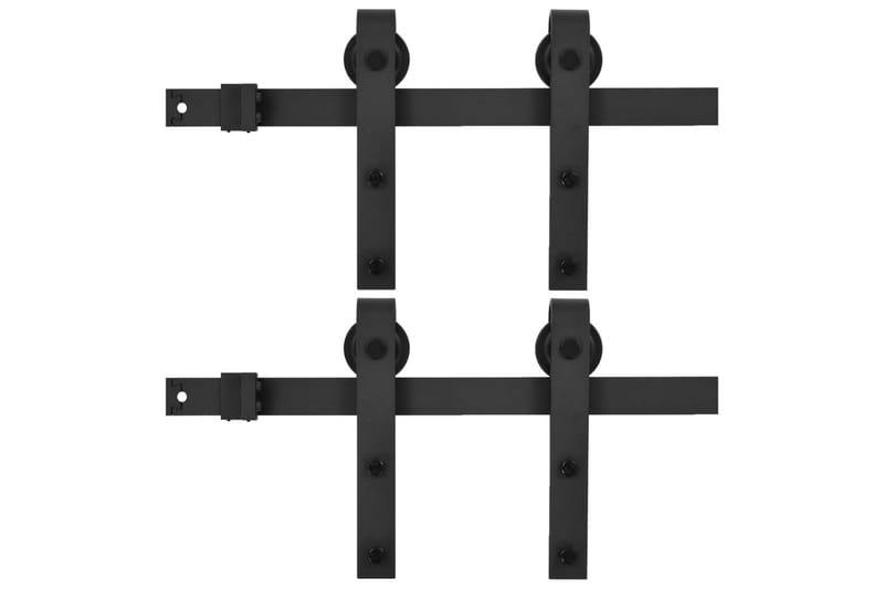 skinnesæt til skydedøre 2 stk. 183 cm stål sort - Sort - Hus & renovering - Byggeri - Dørre & porte - Skydedøre
