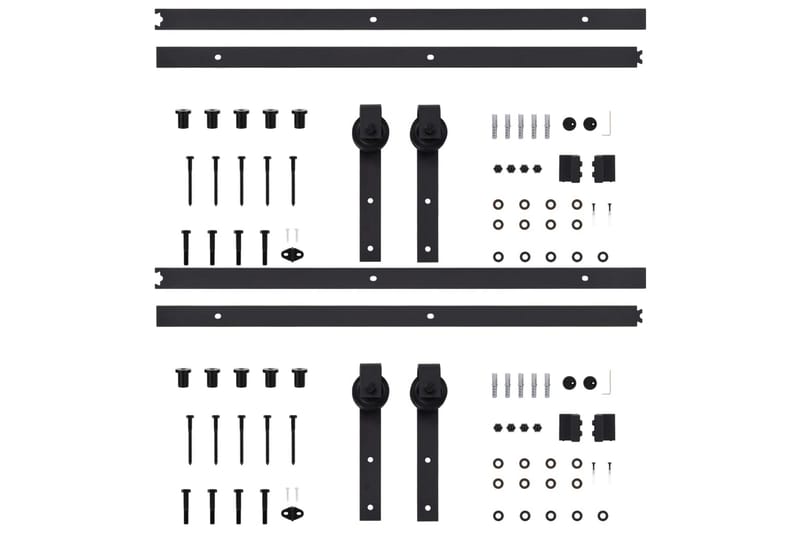skinnesæt til skydedøre 2 stk. 183 cm stål sort - Sort - Hus & renovering - Byggeri - Dørre & porte - Skydedøre