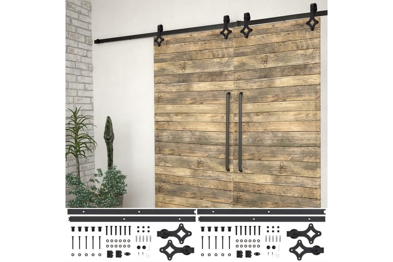 Skinnesæt Til Skydedøre 2 Stk. 200 cm Stål Sort - Sort - Hus & renovering - Byggeri - Dørre & porte - Skydedøre