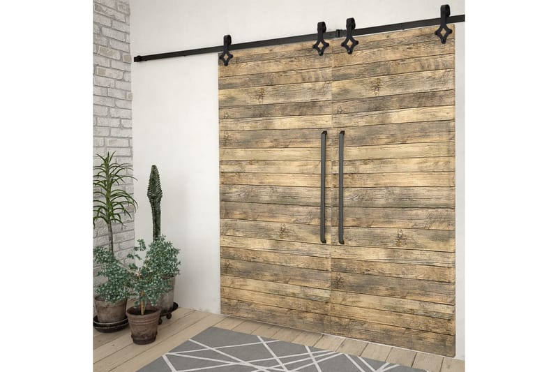 Skinnesæt Til Skydedøre 2 Stk. 200 cm Stål Sort - Sort - Hus & renovering - Byggeri - Dørre & porte - Skydedøre