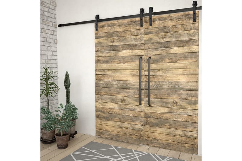 skinnesæt til skydedøre 2 stk. 200 cm stål sort - Sort - Hus & renovering - Byggeri - Dørre & porte - Skydedøre