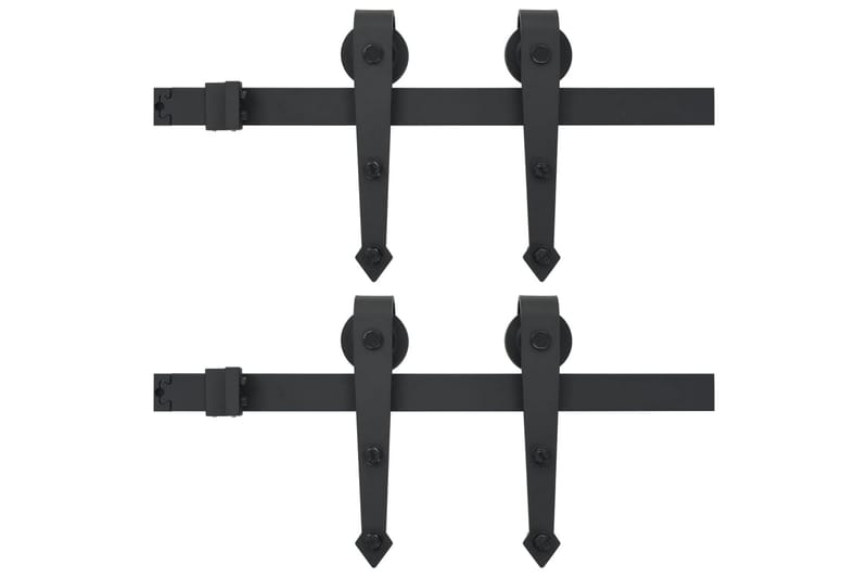 skinnesæt til skydedøre 2 stk. 200 cm stål sort - Sort - Hus & renovering - Byggeri - Dørre & porte - Skydedøre
