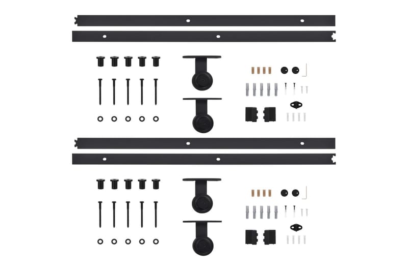 Skinnesæt Til Skydedøre 2 Stk. 200 cm Stål Sort - Sort - Skydedøre