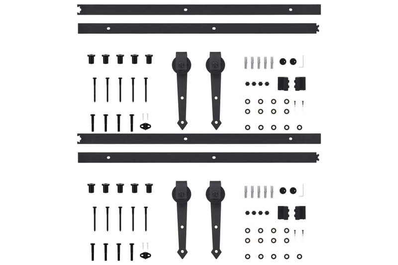 skinnesæt til skydedøre 2 stk. 200 cm stål sort - Sort - Hus & renovering - Byggeri - Dørre & porte - Skydedøre