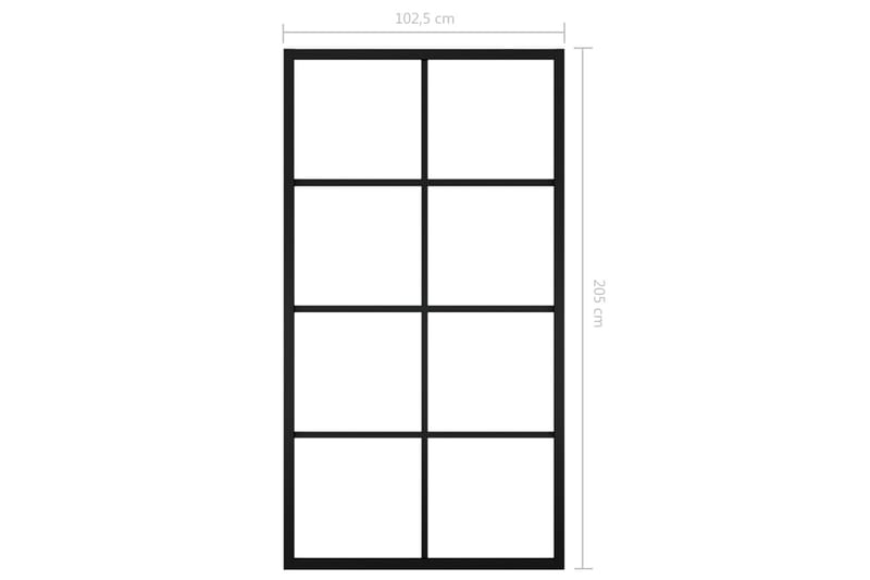 Skydedør 102,5x205 cm Aluminium Og Sikkerhedsglas Sort - Hus & renovering - Byggeri - Dørre & porte - Skydedøre