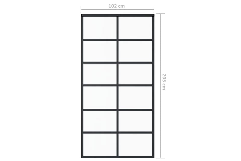 skydedør 102x205 cm sikkerhedsglas og aluminium  sort - Sort - Hus & renovering - Byggeri - Dørre & porte - Skydedøre