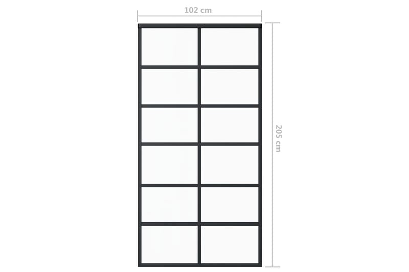 skydedør 102x205 cm sikkerhedsglas og aluminium  sort - Sort - Skydedøre