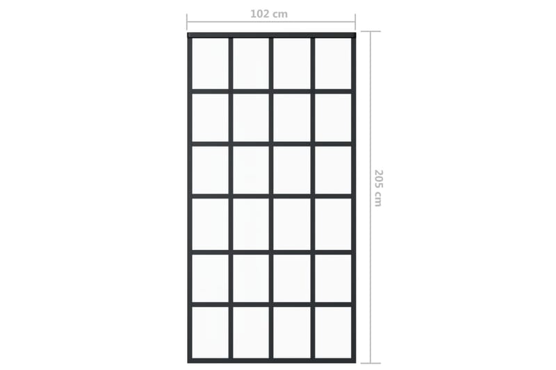 skydedør 102x205 cm sikkerhedsglas og aluminium  sort - Sort - Hus & renovering - Byggeri - Dørre & porte - Skydedøre