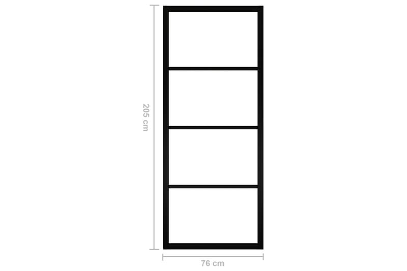 skydedør 76x205 cm aluminium og sikkerhedsglas sort - Sort - Hus & renovering - Byggeri - Dørre & porte - Skydedøre