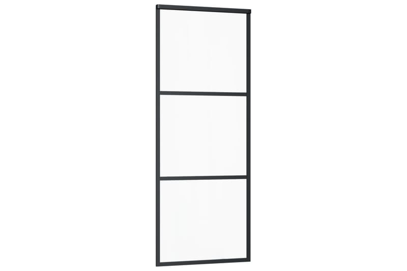 skydedør 76x205 cm sikkerhedsglas og aluminium sort - Sort - Hus & renovering - Byggeri - Dørre & porte - Skydedøre